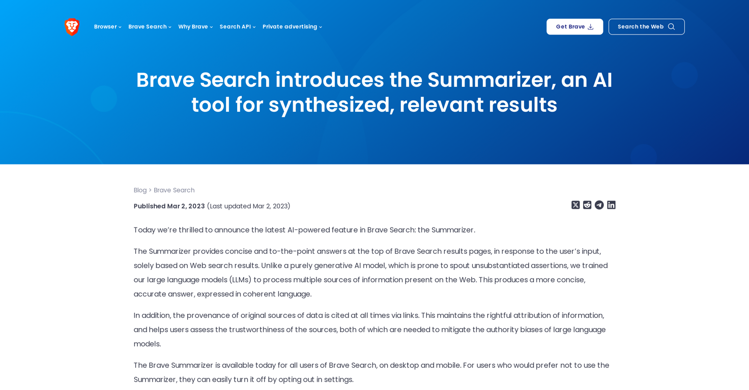Brave Search Summarizer website