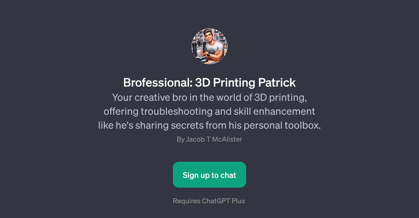 Brofessional: 3D Printing Patrick website
