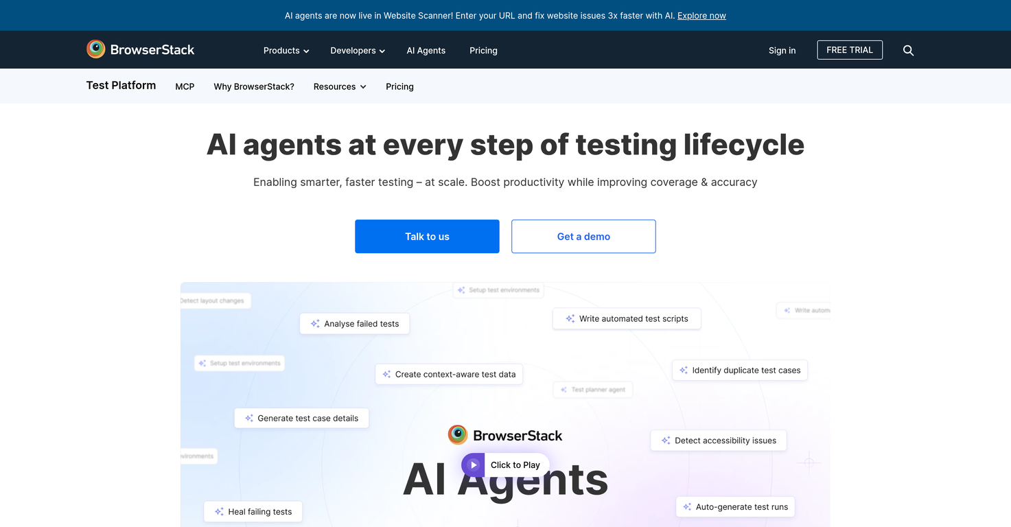BrowserStack AI website