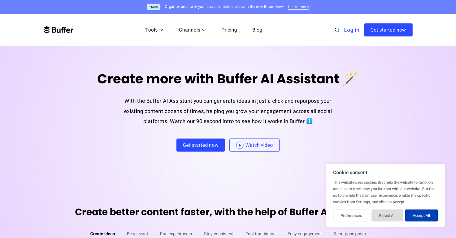 Buffer AI assistant website