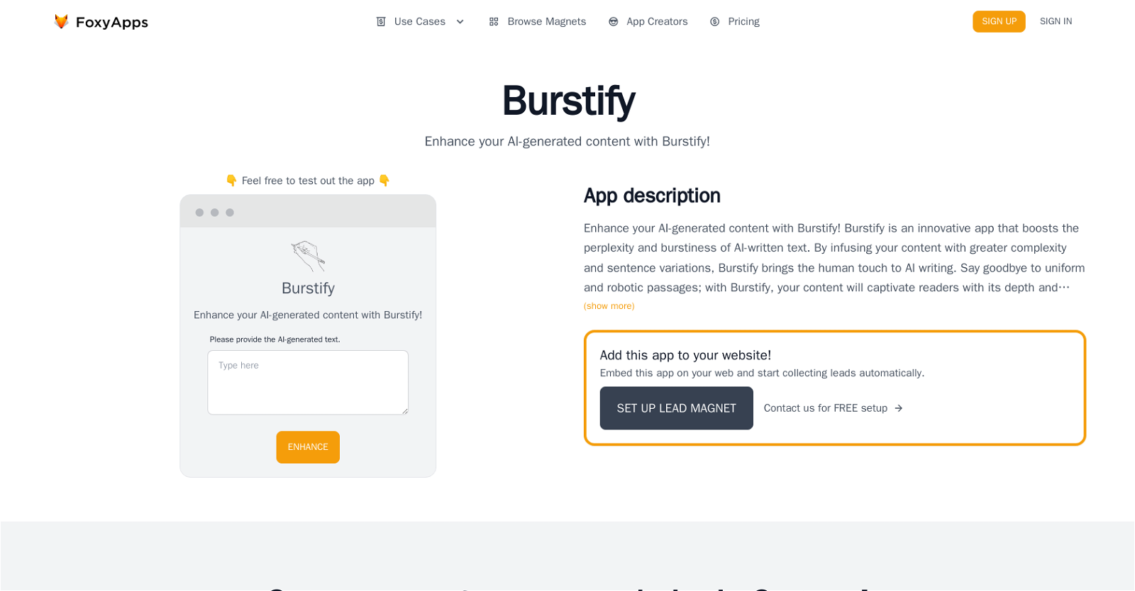 Burstify website