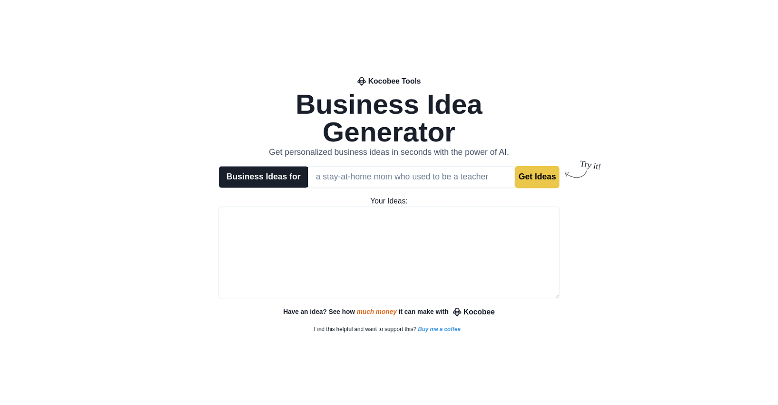 Business Idea Generator website