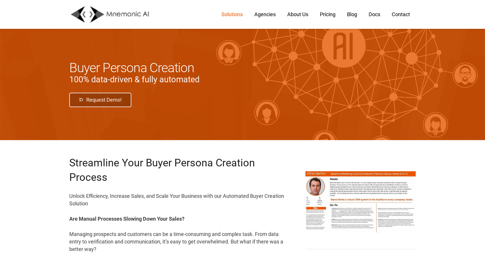 Buyer Persona by Mnemonic website