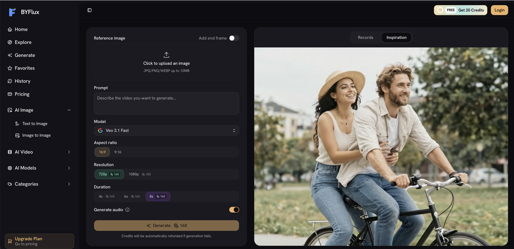 BYFlux | AI Image to Video Generator website