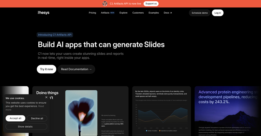 C1 Artifacts API - Thesys website
