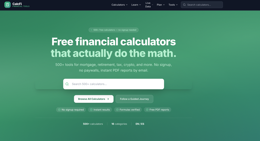 CalcFi website
