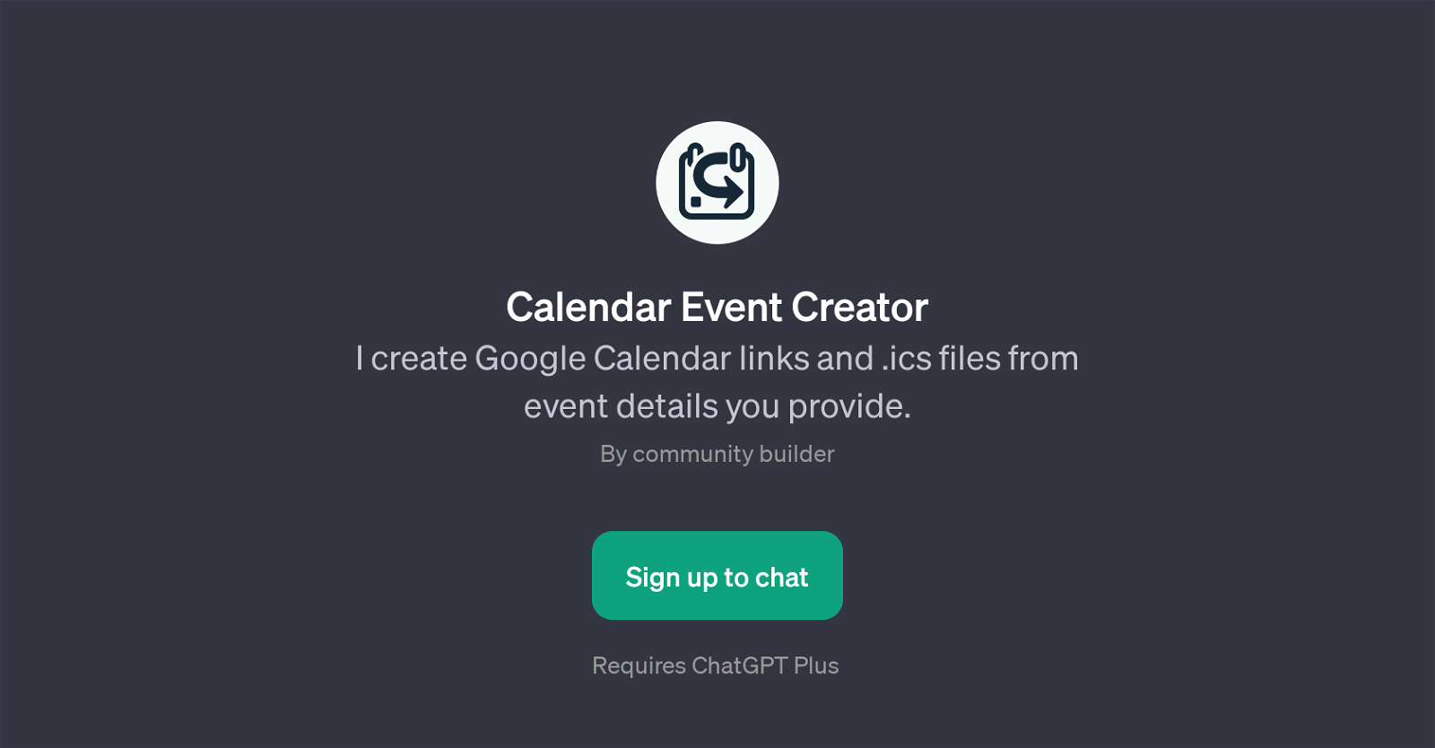 Calendar Event Creator website