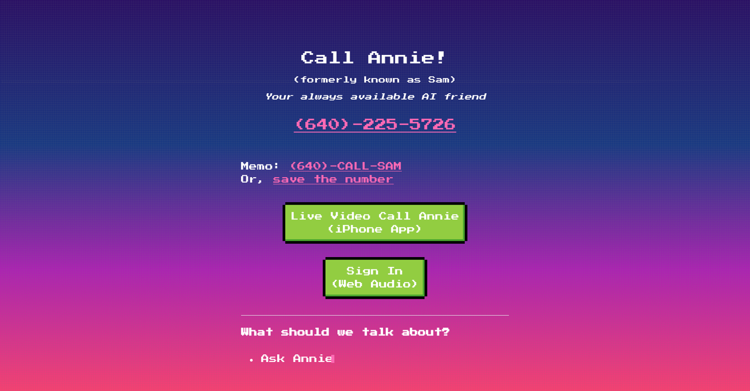 Call Annie website