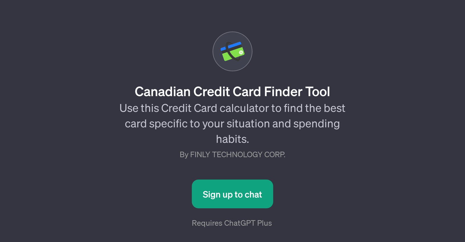 Canadian Credit Card Finder Tool website