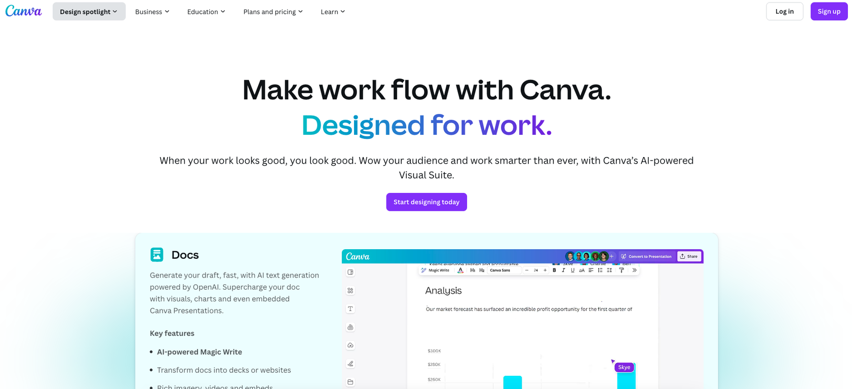 Canva Visual Suite website