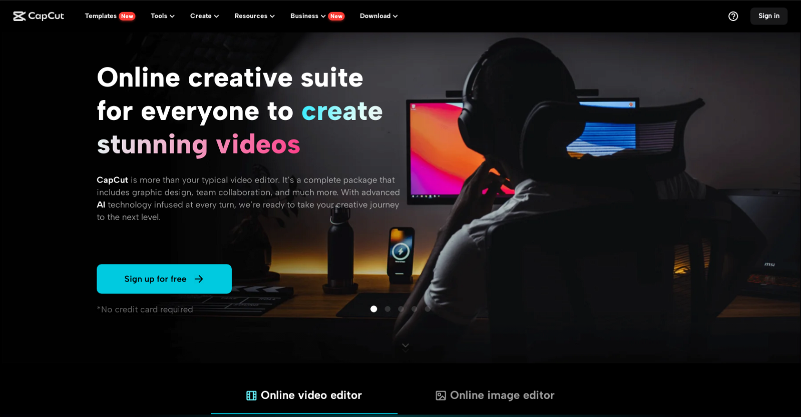 CapCut Online Creative Suite website