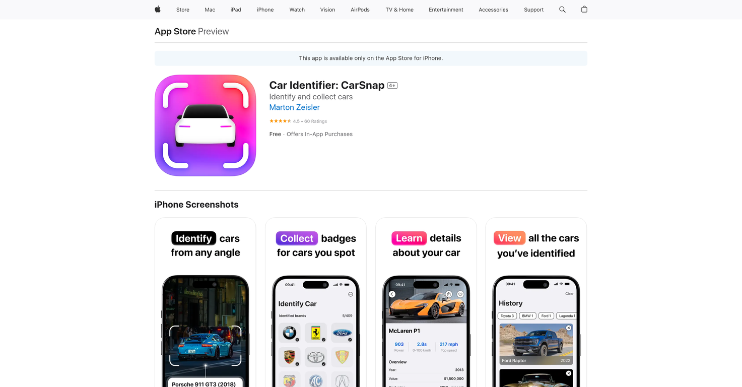 Car Identifier: CarSnap website
