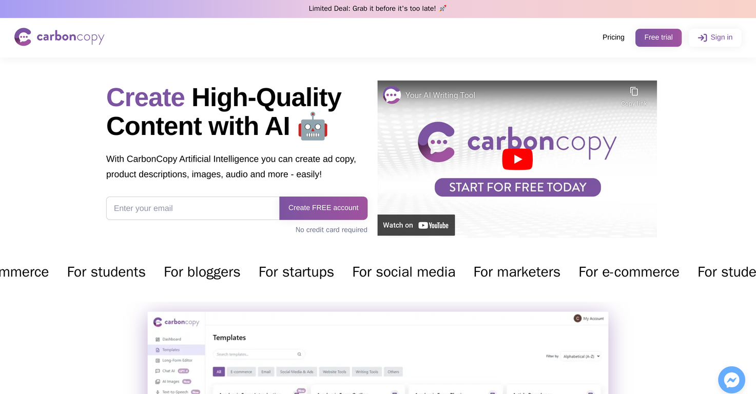 CarbonCopy website