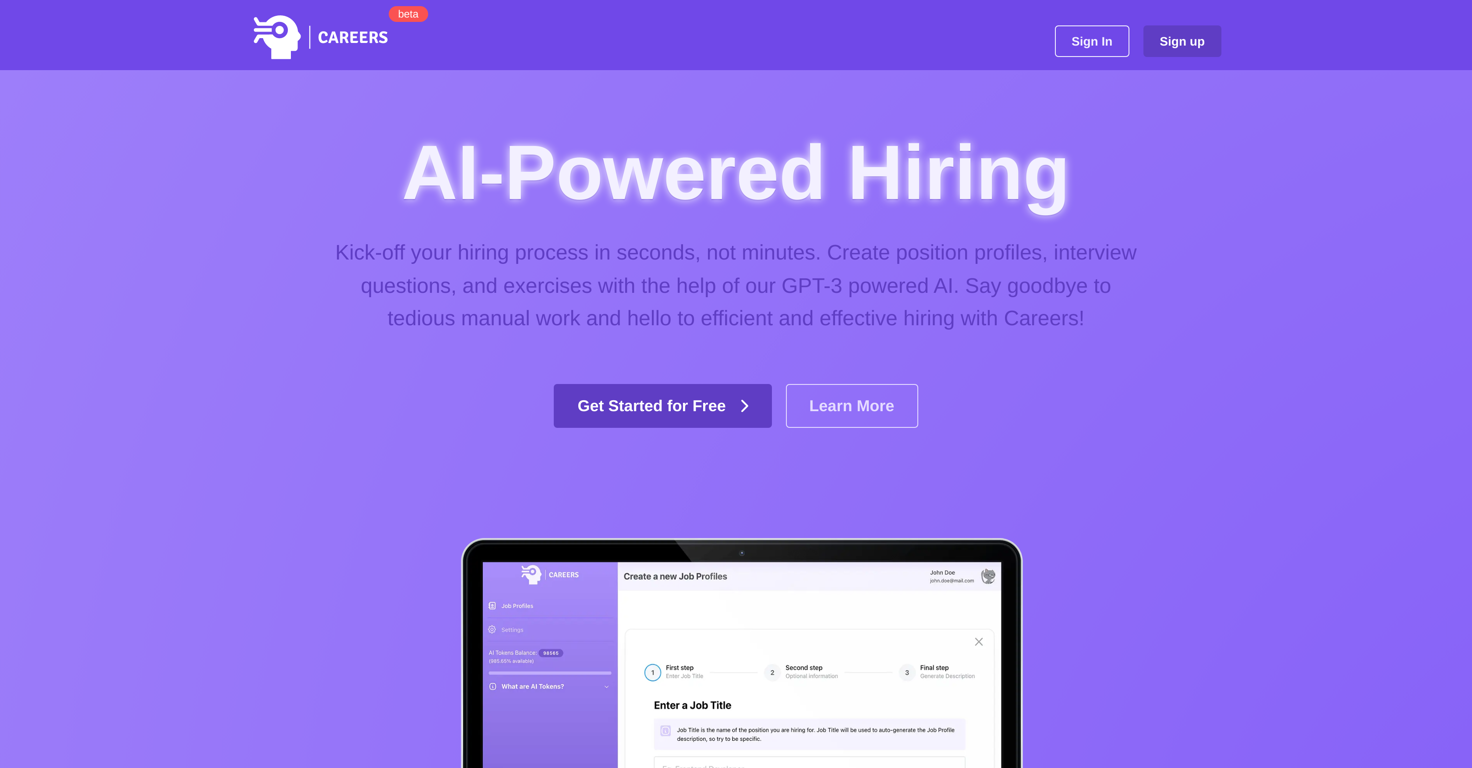 Careers AI website