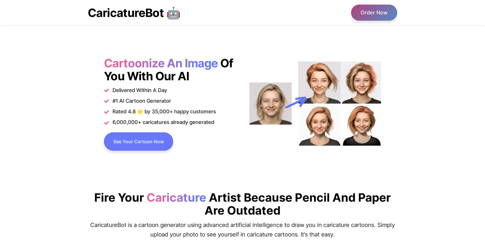 Caricature Bot website