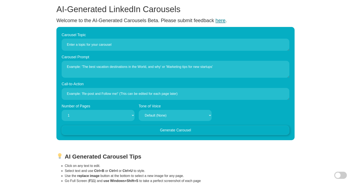 Carousel generator website