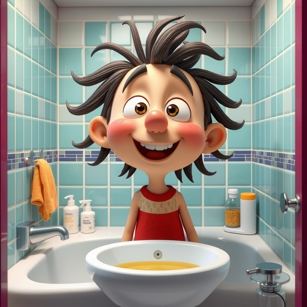 Cartoon character in the bathroom website