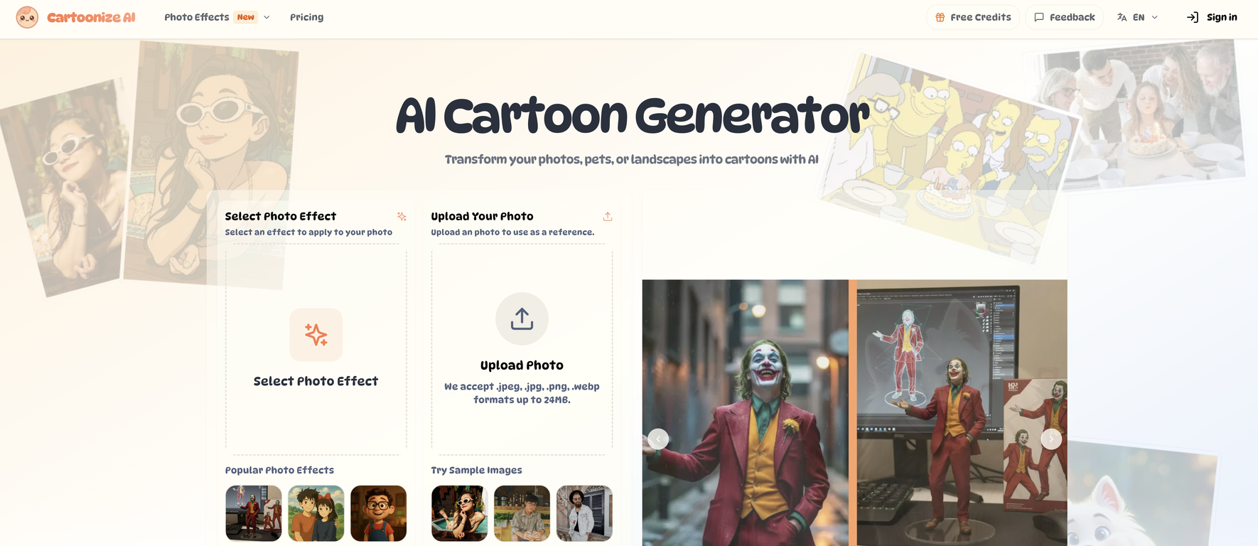 Cartoonize AI website