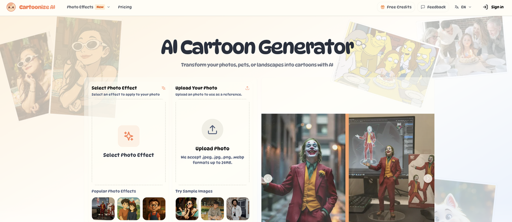 Cartoonize AI website