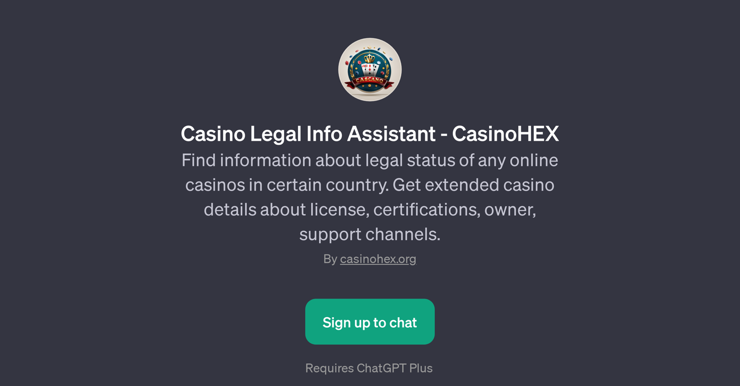 Casino Legal Info Assistant - CasinoHEX website