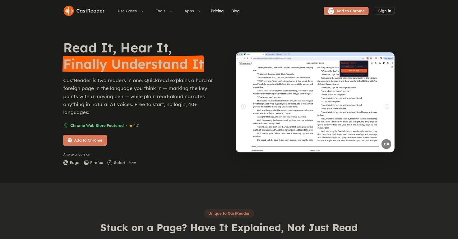 CastReader website