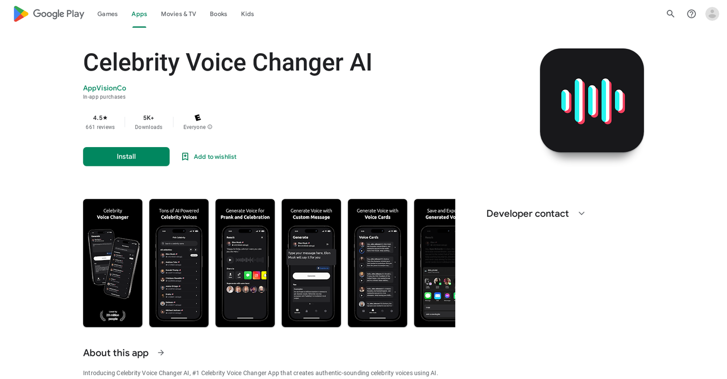 Celebrity Voice Changer AI website