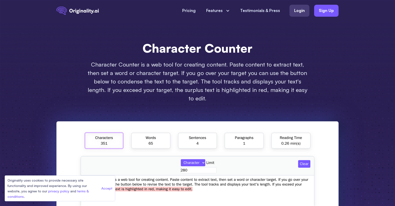 Character Counter website