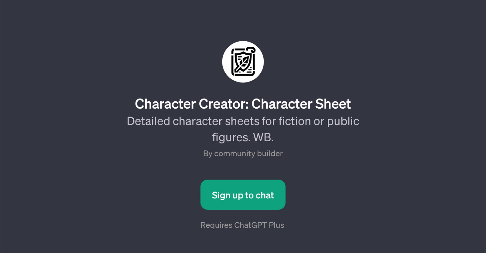 Character Creator: Character Sheet website