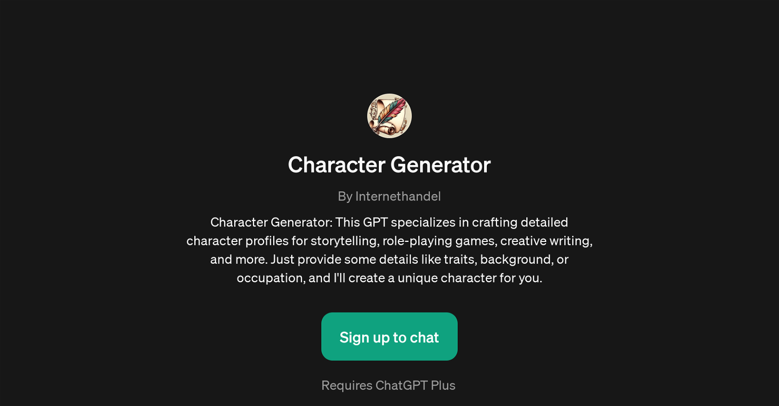 Character Generator website