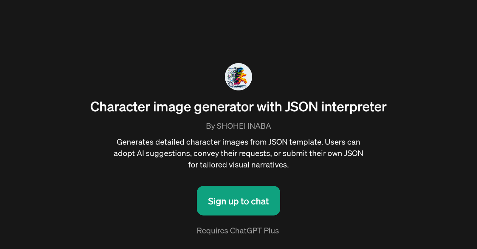 Character Image Generator with JSON Interpreter website