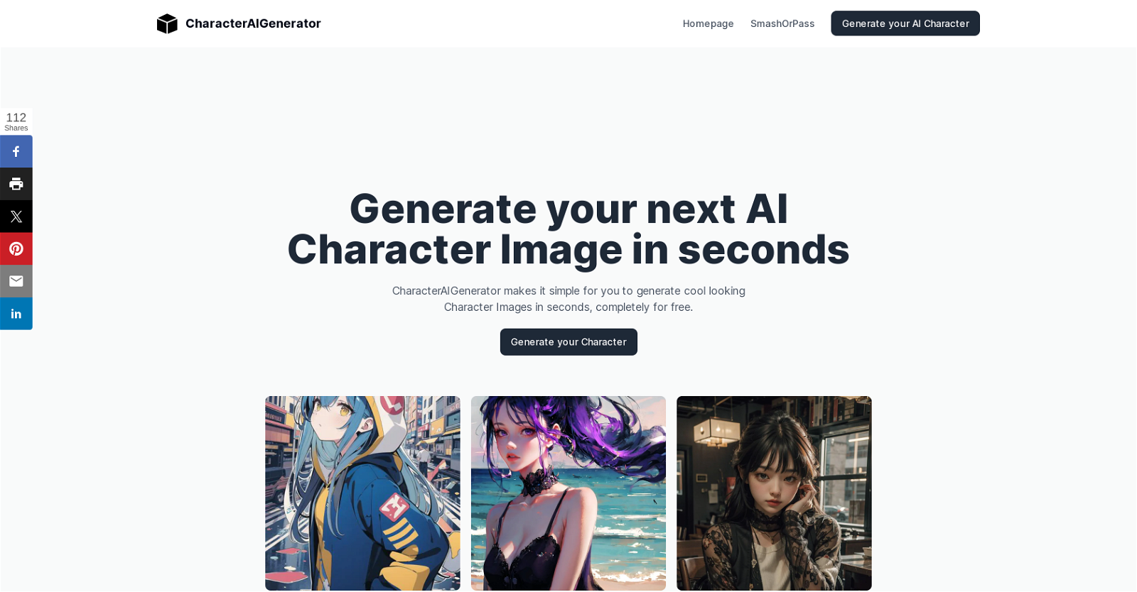CharacterAI Generator website