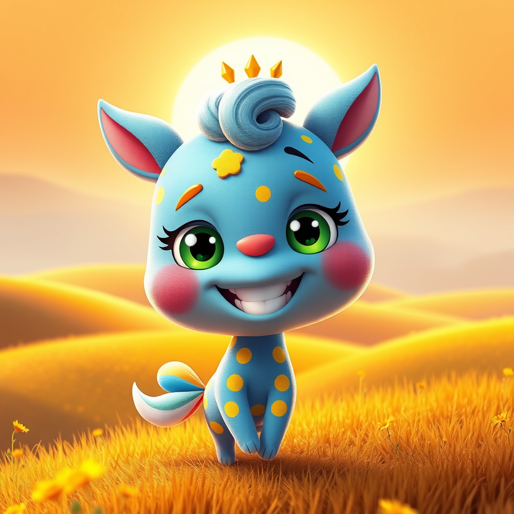 Charming 3D Cartoon Character in Warm Sunset website
