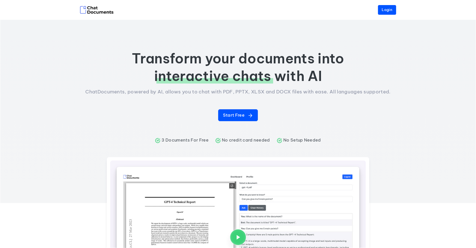 Chat Documents website