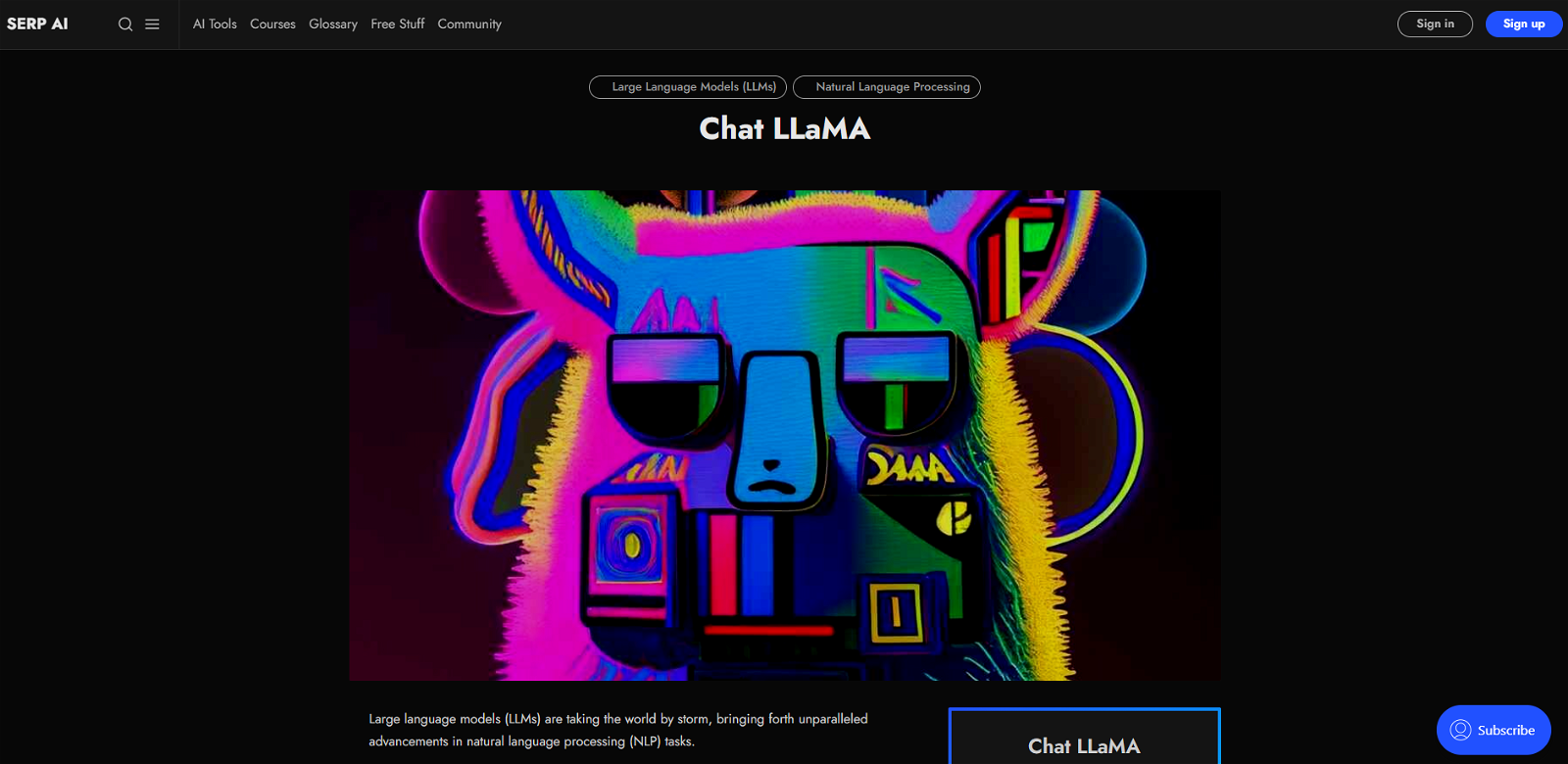 Chat LLaMA website