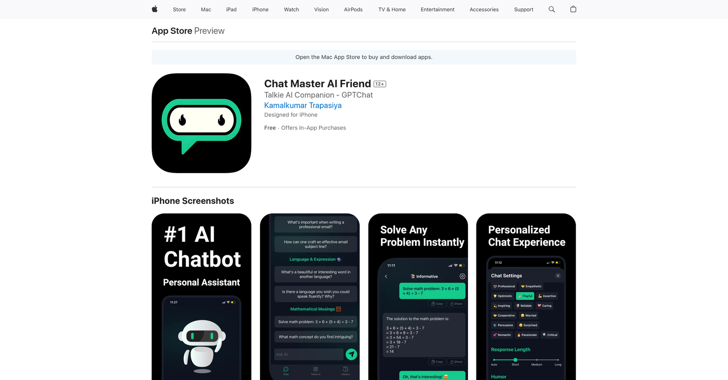 Chat Master AI Friend website