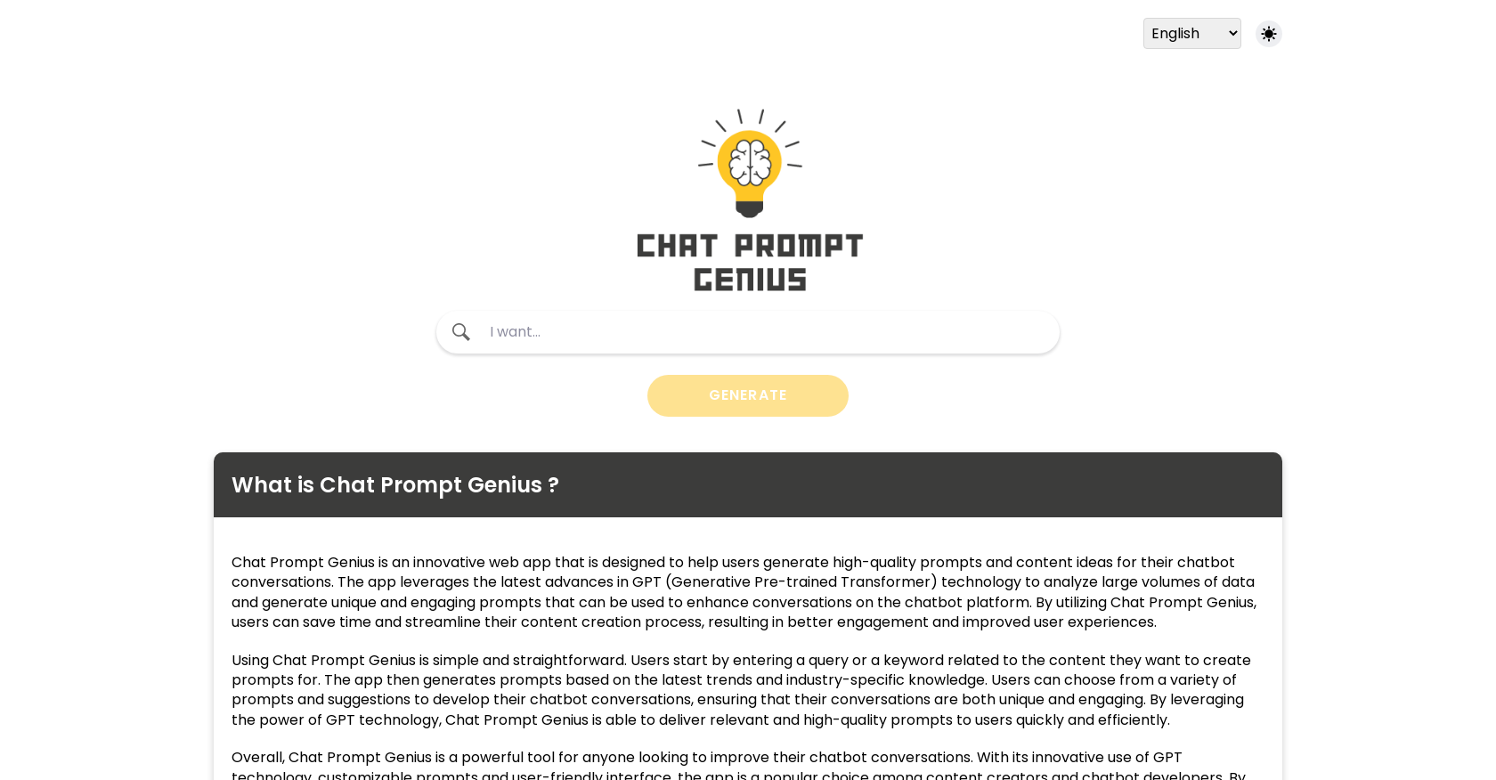 Chat Prompt Genius website