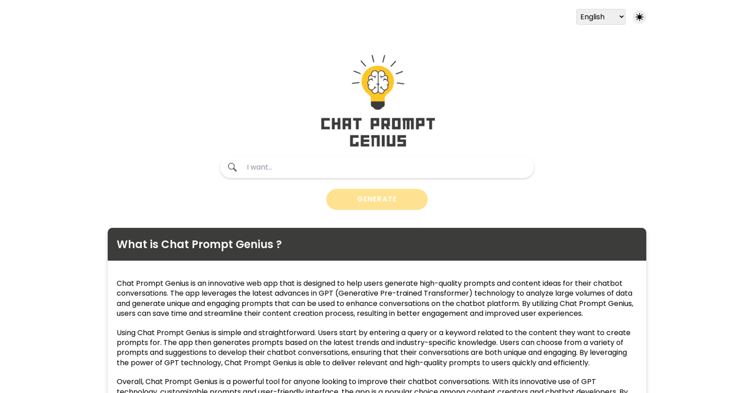Chat Prompt Genius website