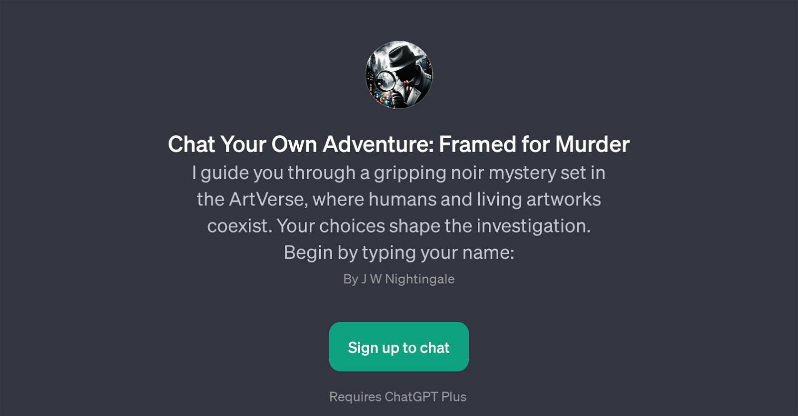 Chat Your Own Adventure: Framed for Murder website