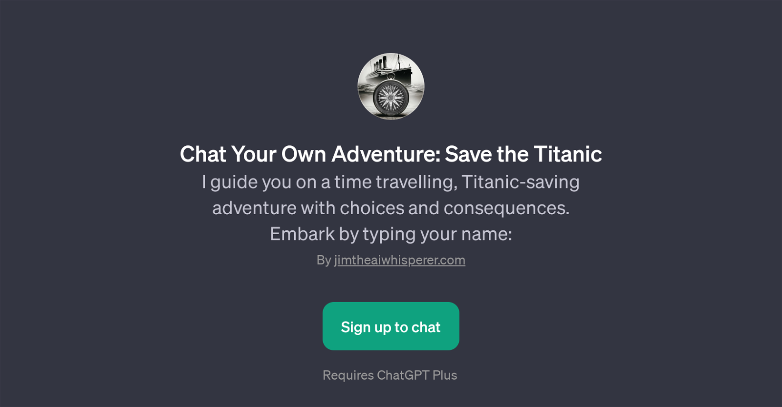 Chat Your Own Adventure: Save the Titanic website