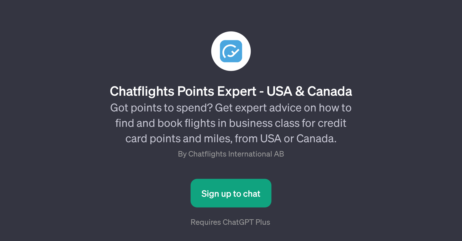 Chatflights Points Expert - USA & Canada website