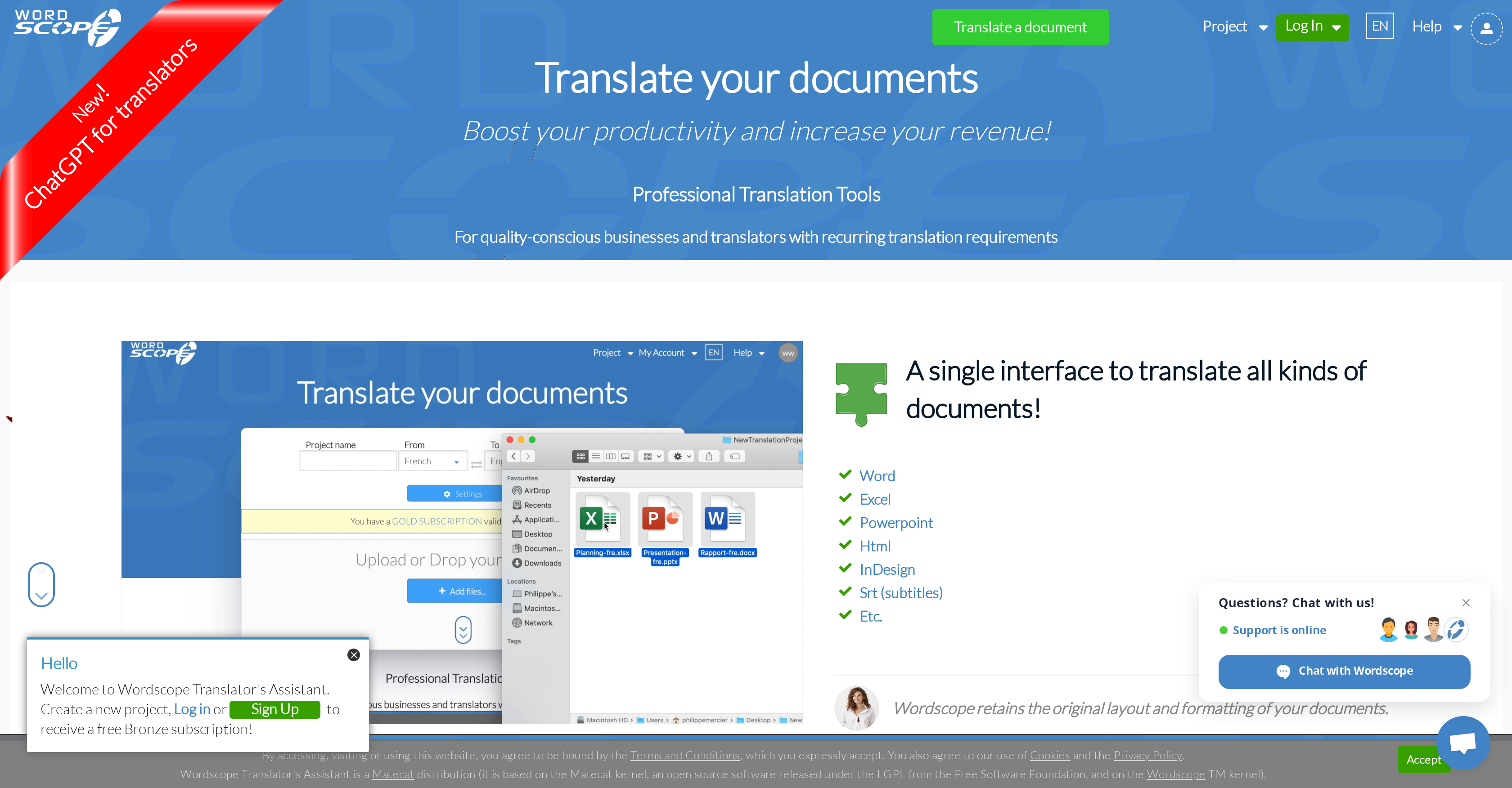 Translate a file with Matecat