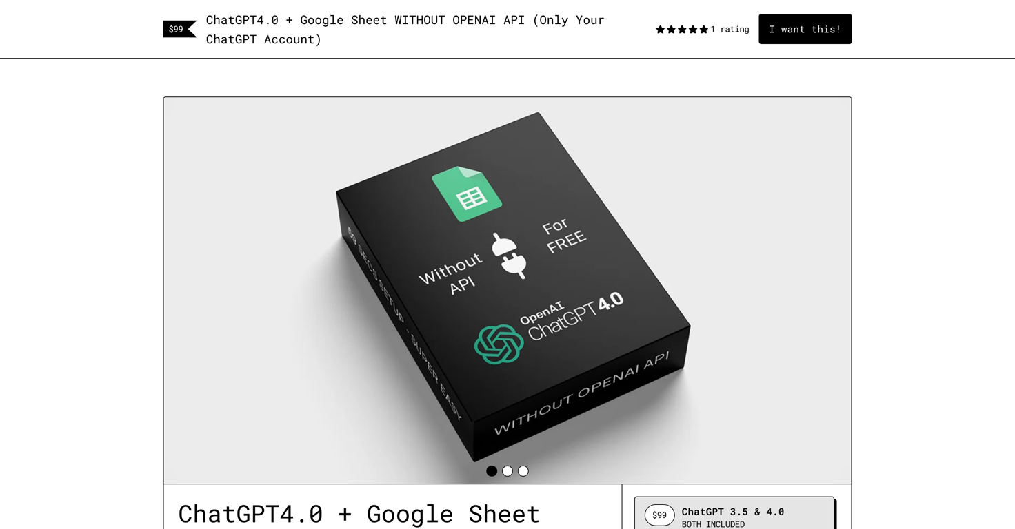 ChatGPT+ Google Sheet website