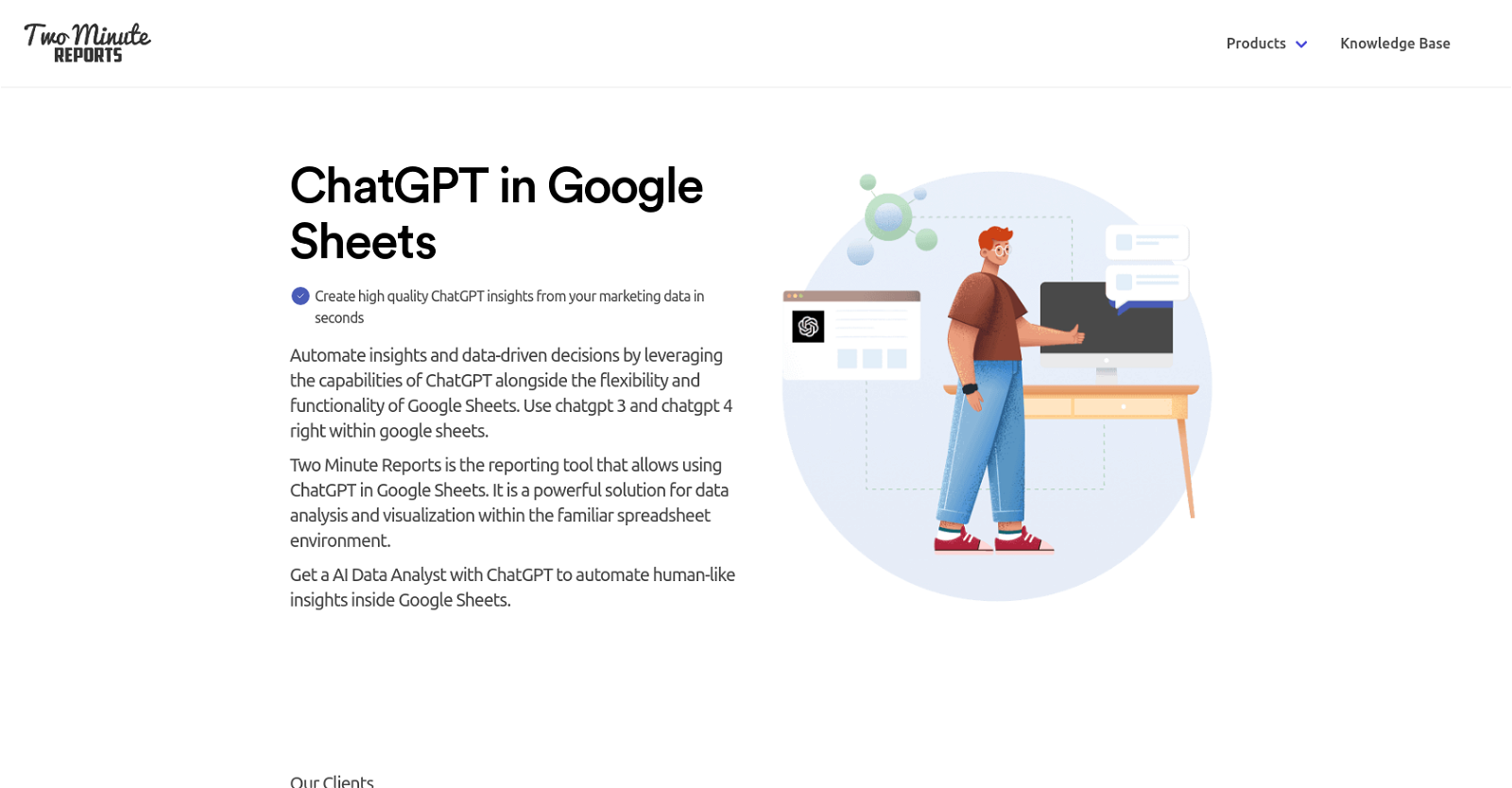 ChatGPT in Google Sheets website