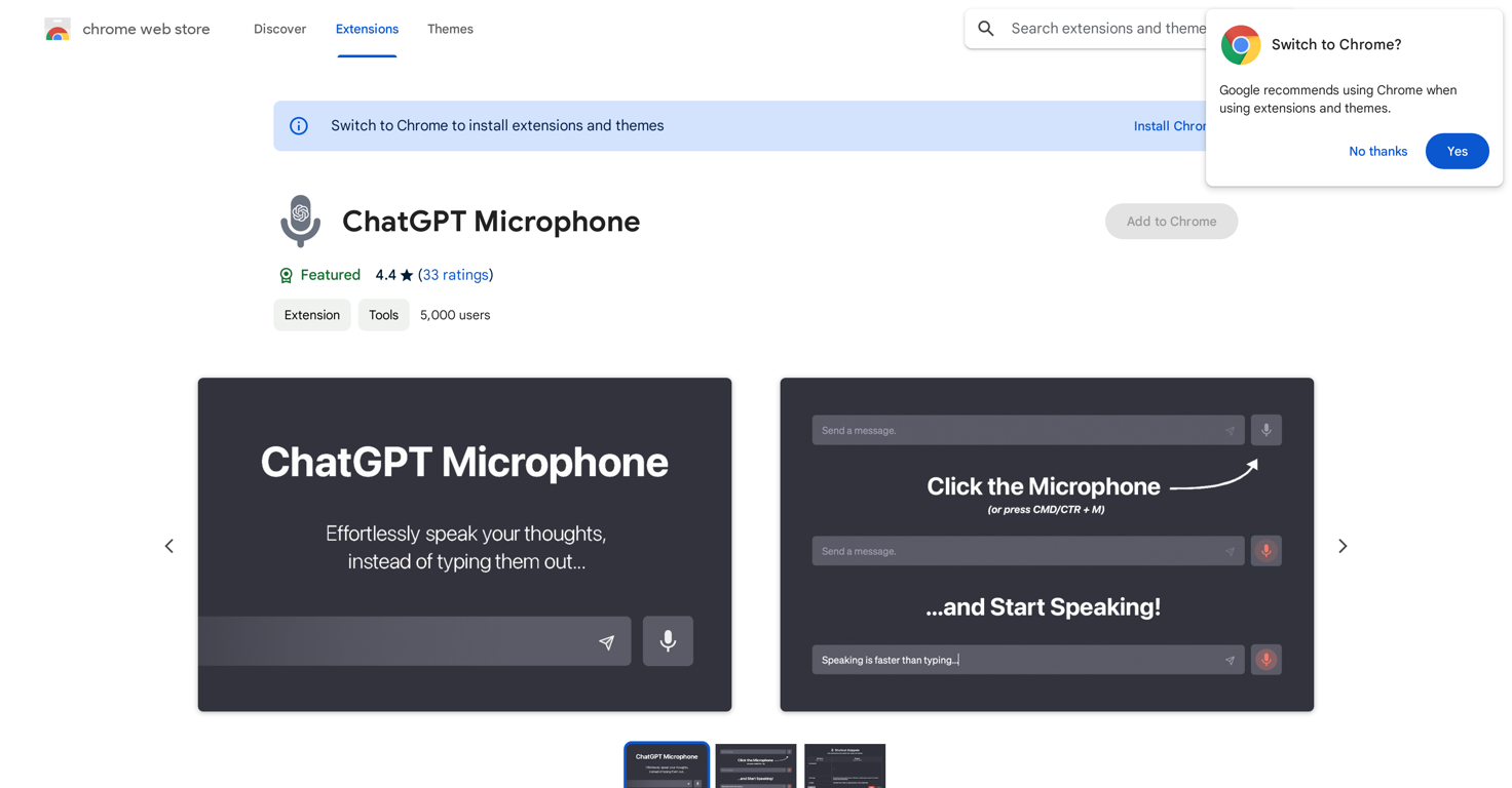 ChatGPT Microphone website