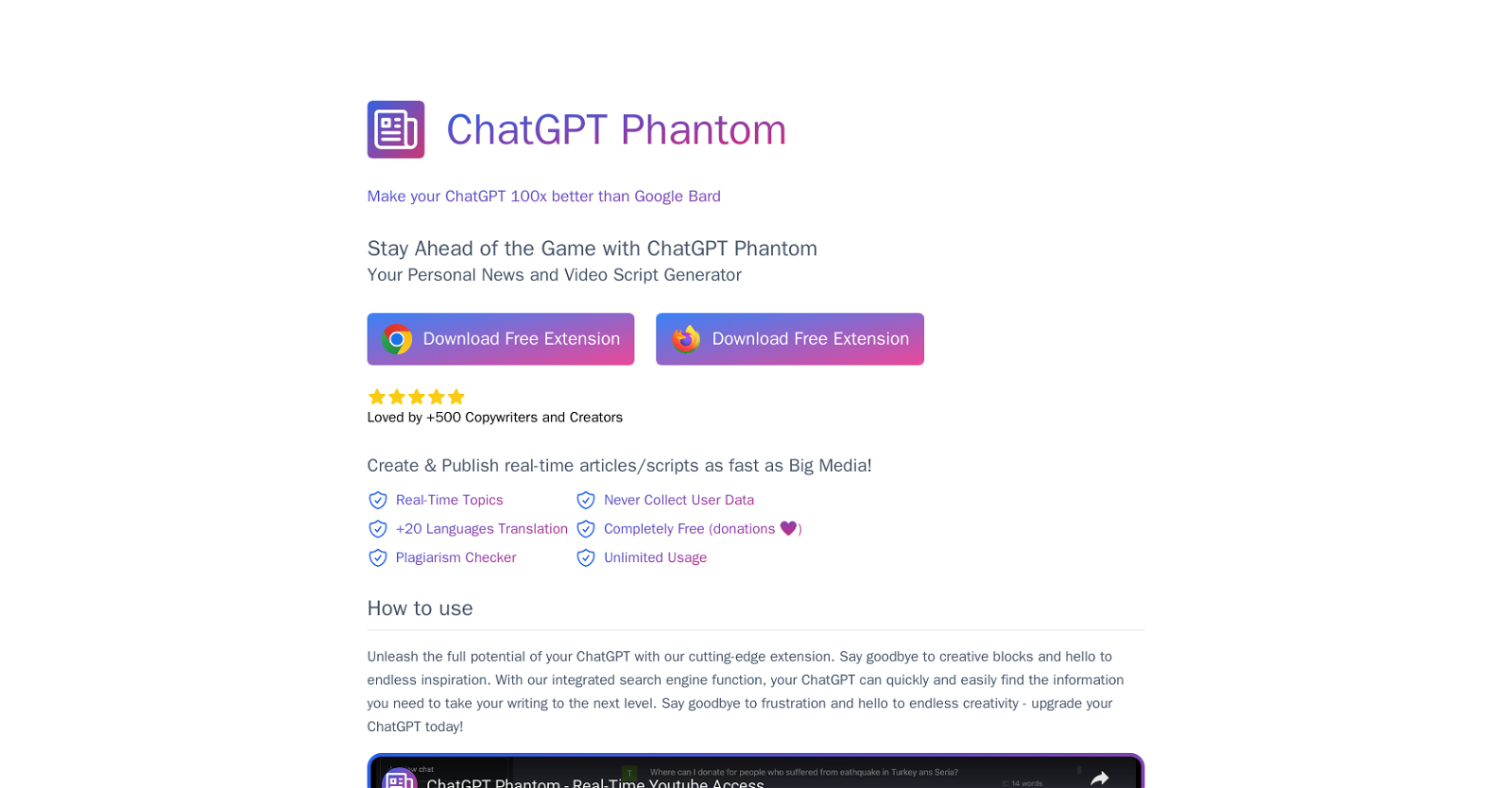 ChatGPT Phantom website