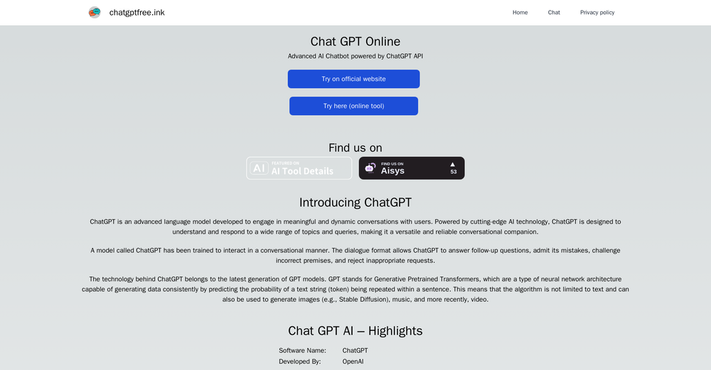 Chatgptfree website