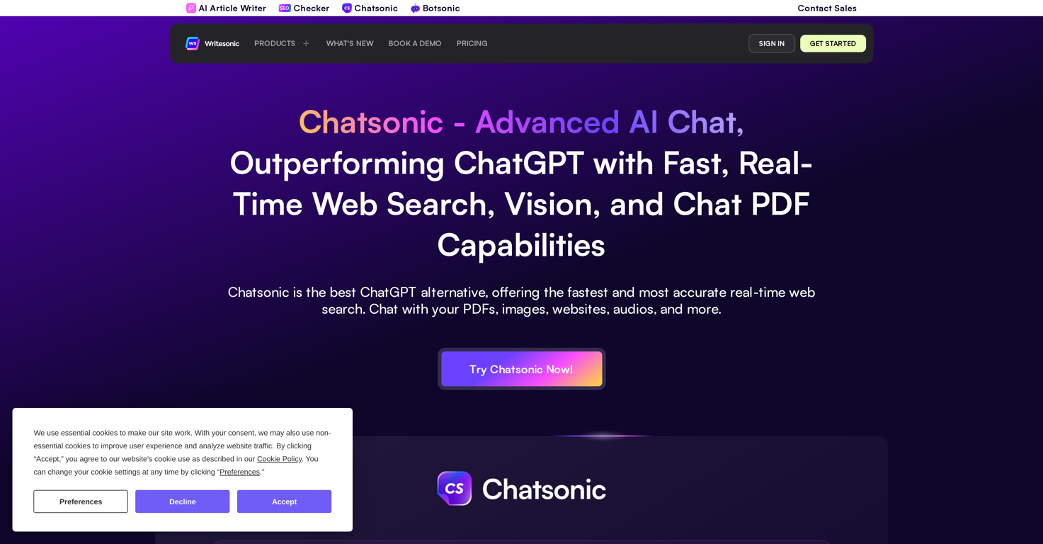 Chatsonic website