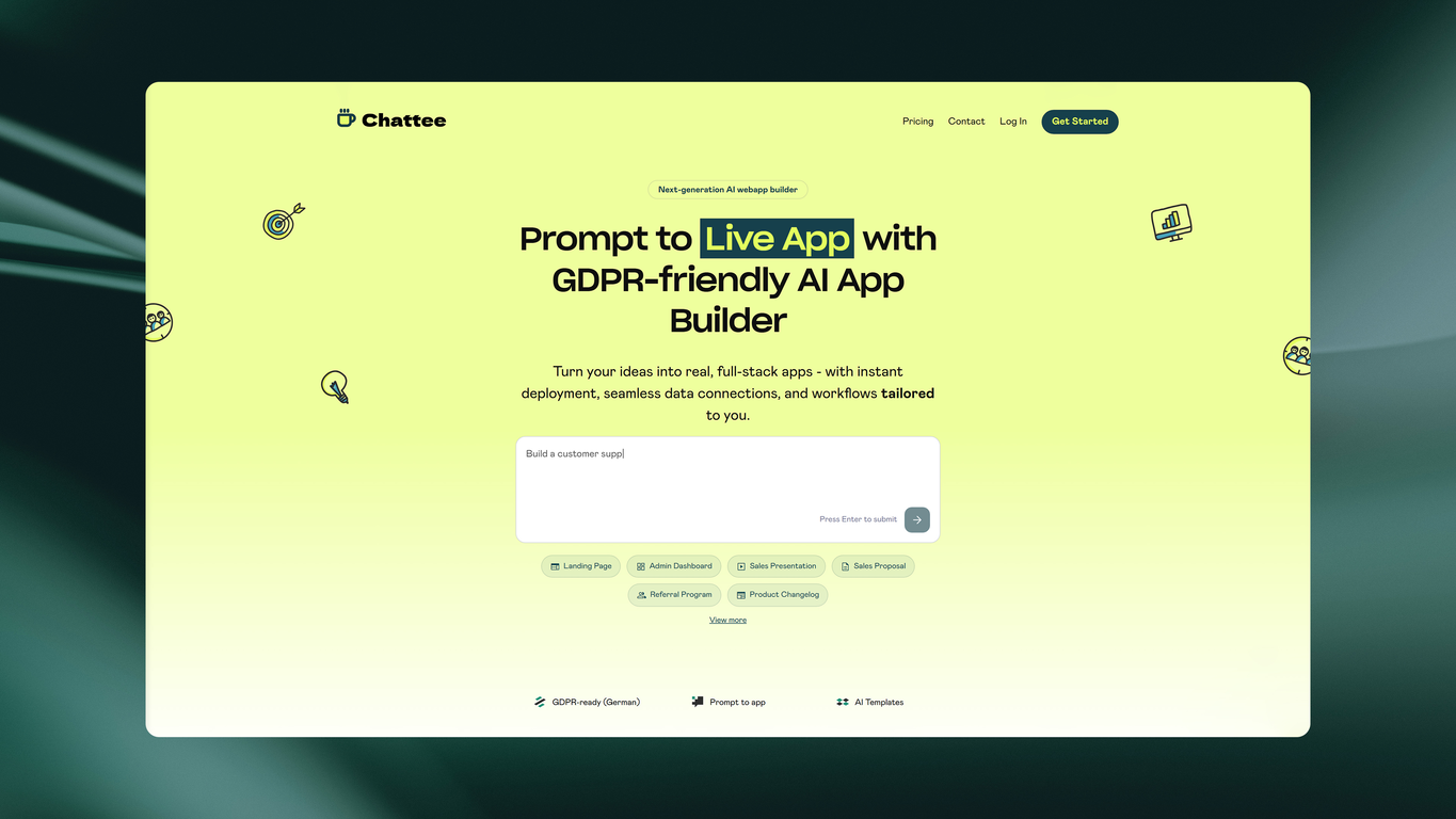 Chattee AI App Builder website