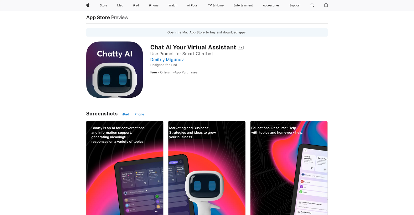Chatty Virtual Assistant website