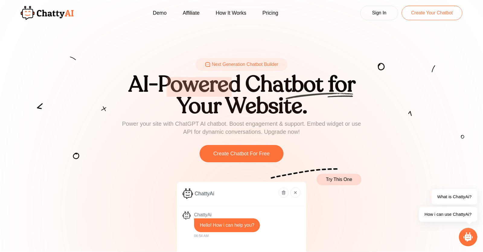 ChattyAI website